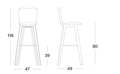 Lily bar stool oak base