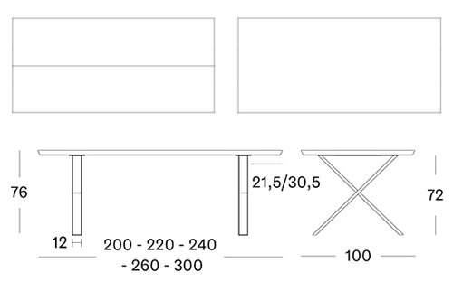 Albert dining table X base