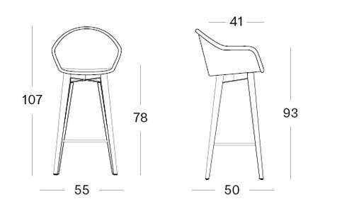 Edgard bar stool teak base